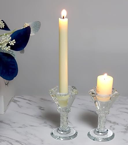 Miniatura 3 de Juego de 2 portavelas de cristal, portavelas de cristal para velas cónicas, candelabros transparentes para centro de mesa, boda, fiesta, Navidad