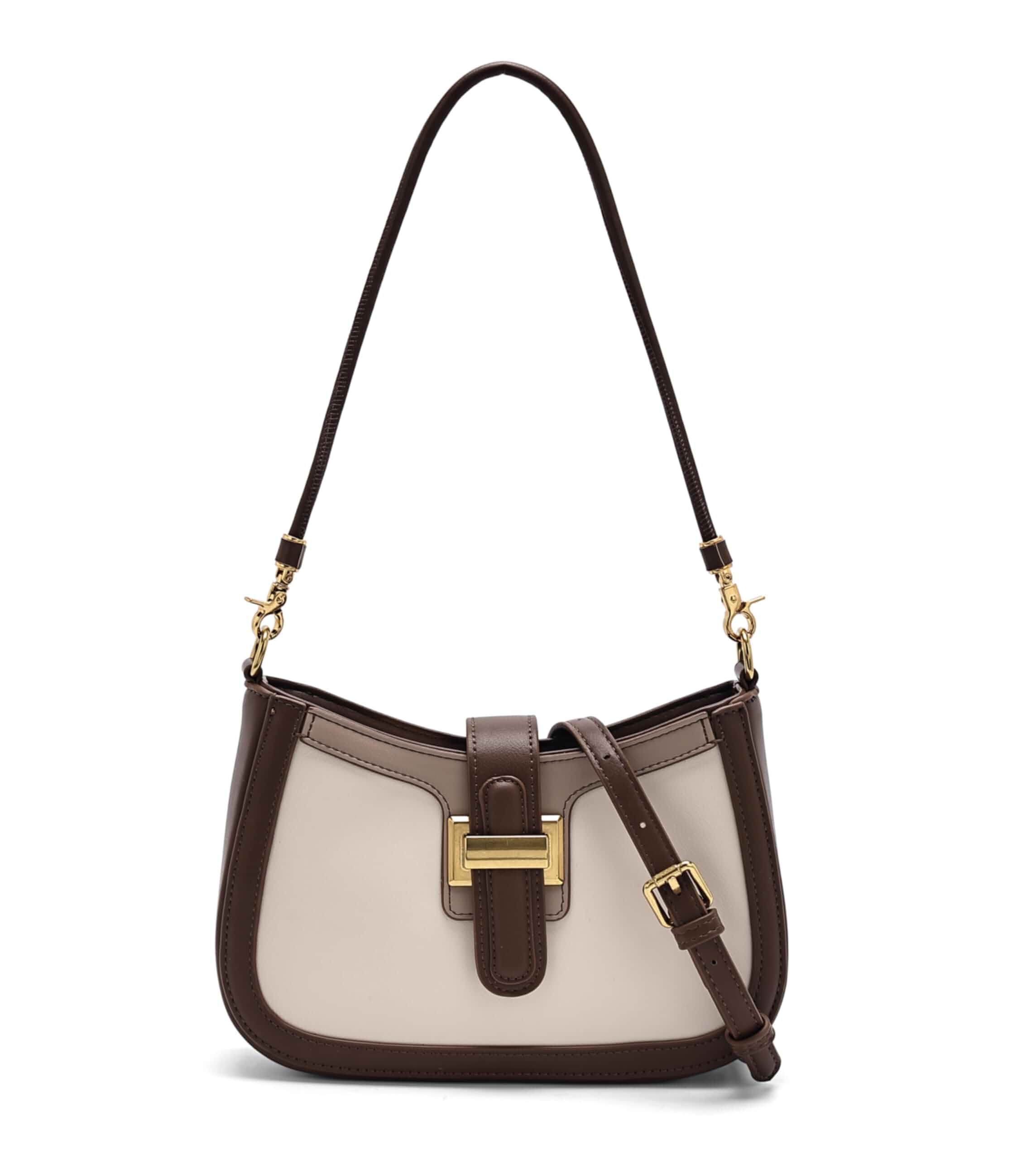 Women's small shoulder bag, retro two-tone crossbody bag, PU leather underarm tote bag, stylish everyday bag
