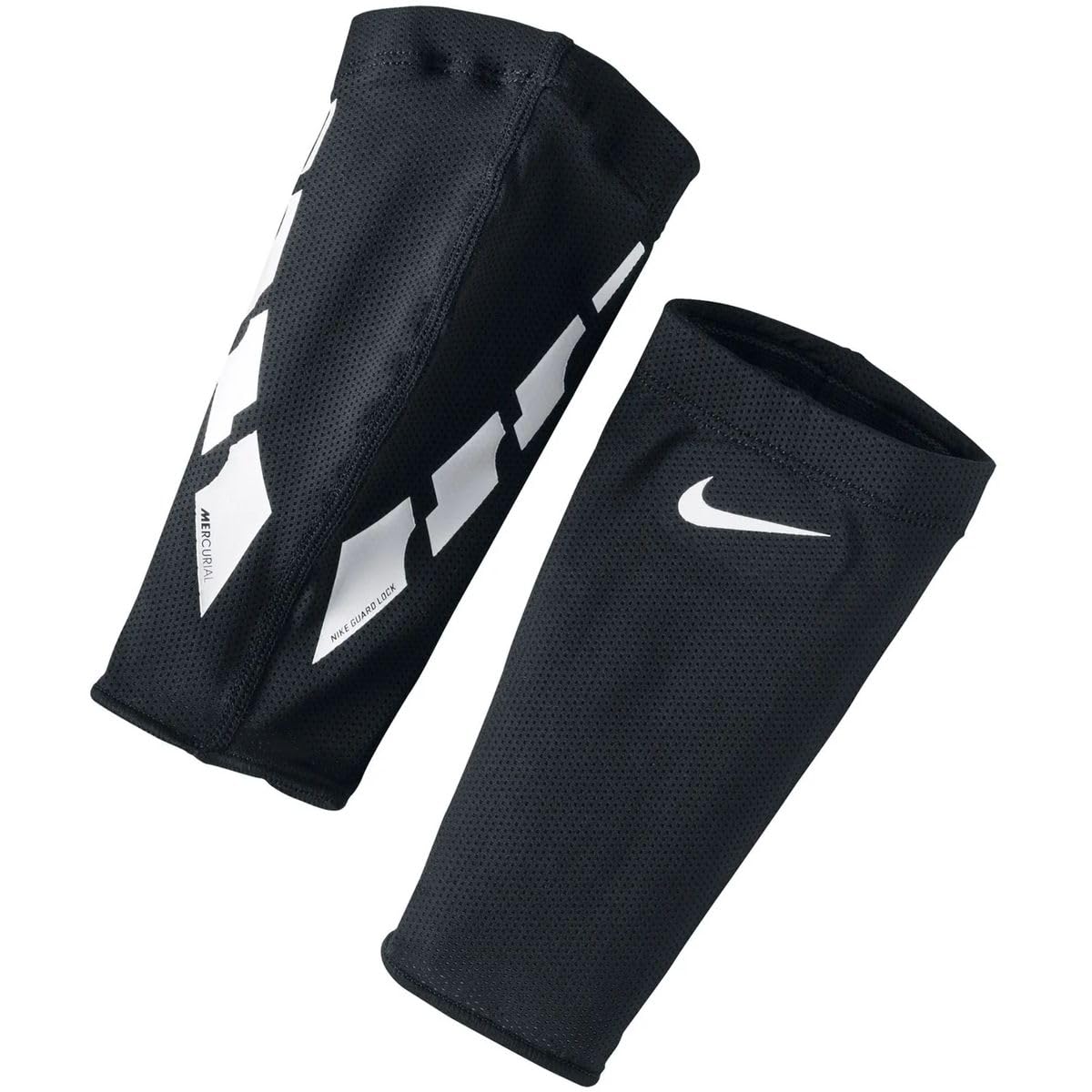 Nike Guard Lock Elite Football Guard Sleeves (1 Pair) - Black/White/White, L