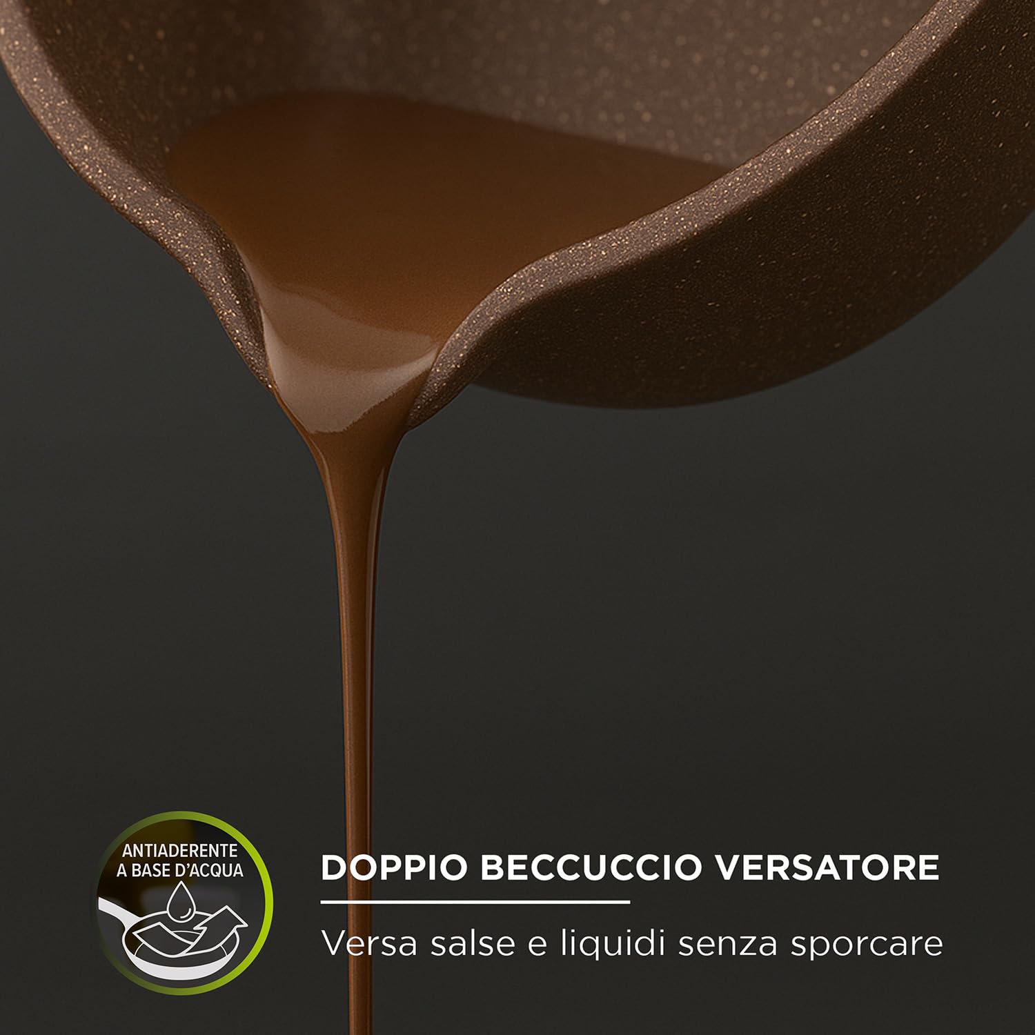 KASANOVA Tegame 30 cm antiaderente 0 grassi con coperchio marrone Cottura