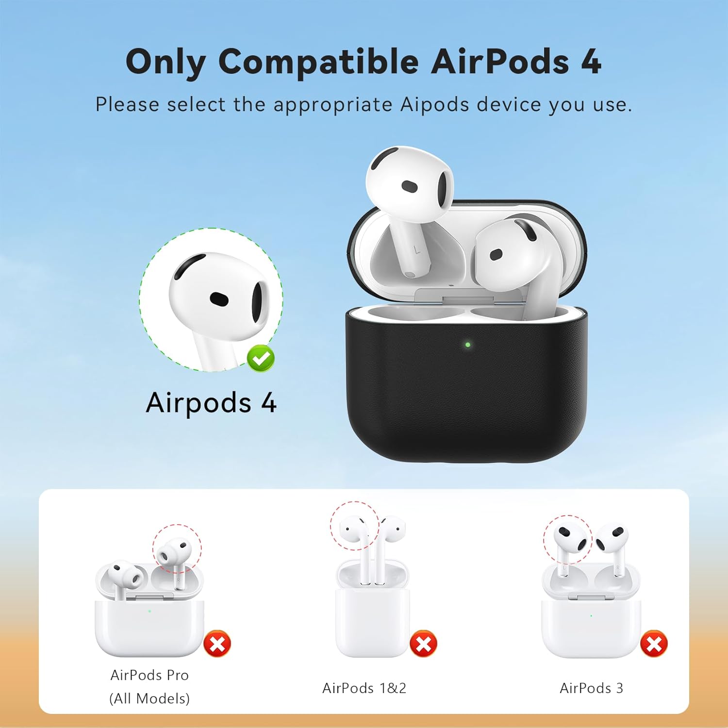 Genuine Leather Case for AirPods 4 (2025 Model), 100% Handmade Vintage Genuine Leather AirPods 4 Case Support Wireless Charging, 360° Full Shockproof Protective Cover Compatible with AirPods 4