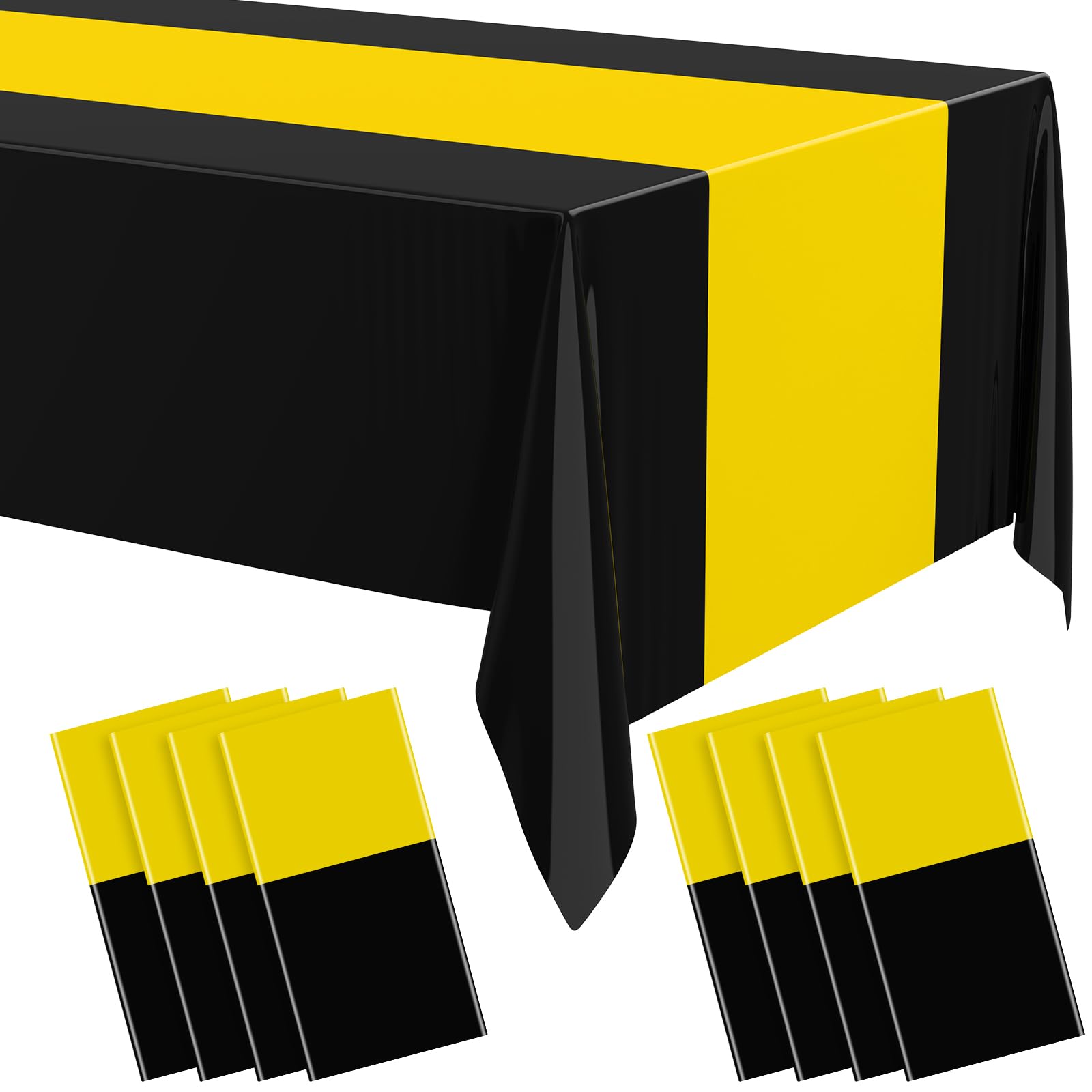 Oudain 8 Pcs Halloween Plastic Table Cloths 54" x 108", Yellow, Black