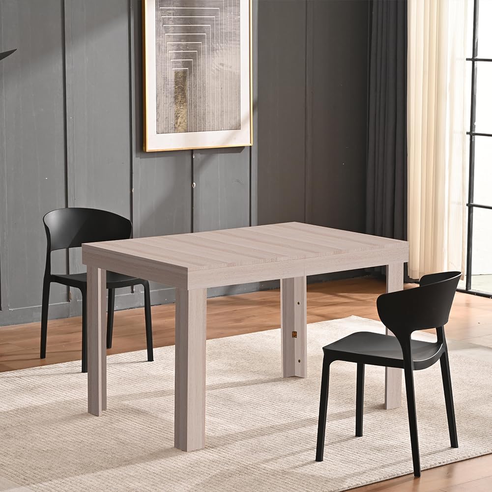 Shally Dogan Tavolo Allungabile da 4 a 6 Posti per Sala da Pranzo e Cucina, Tavolo Estensibile da 120 a 200 cm con Apertura a Scorrimento, Struttura Robusta, Design Moderno Salvaspazio (Olmo)