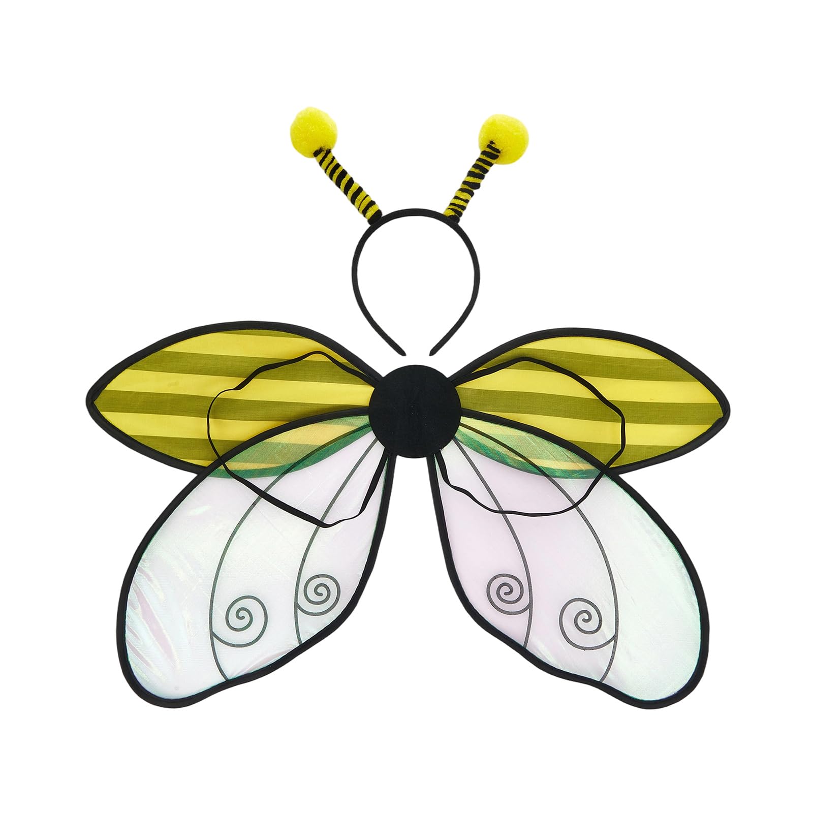 ESSECMBS 2PCS Cute Yellow Bee Wings & Hair Hoop Set for Halloween Cosplay Red Ladybug Wings with Headband Set (Black, 60 * 35cm / 23.6 * 13.7inch)