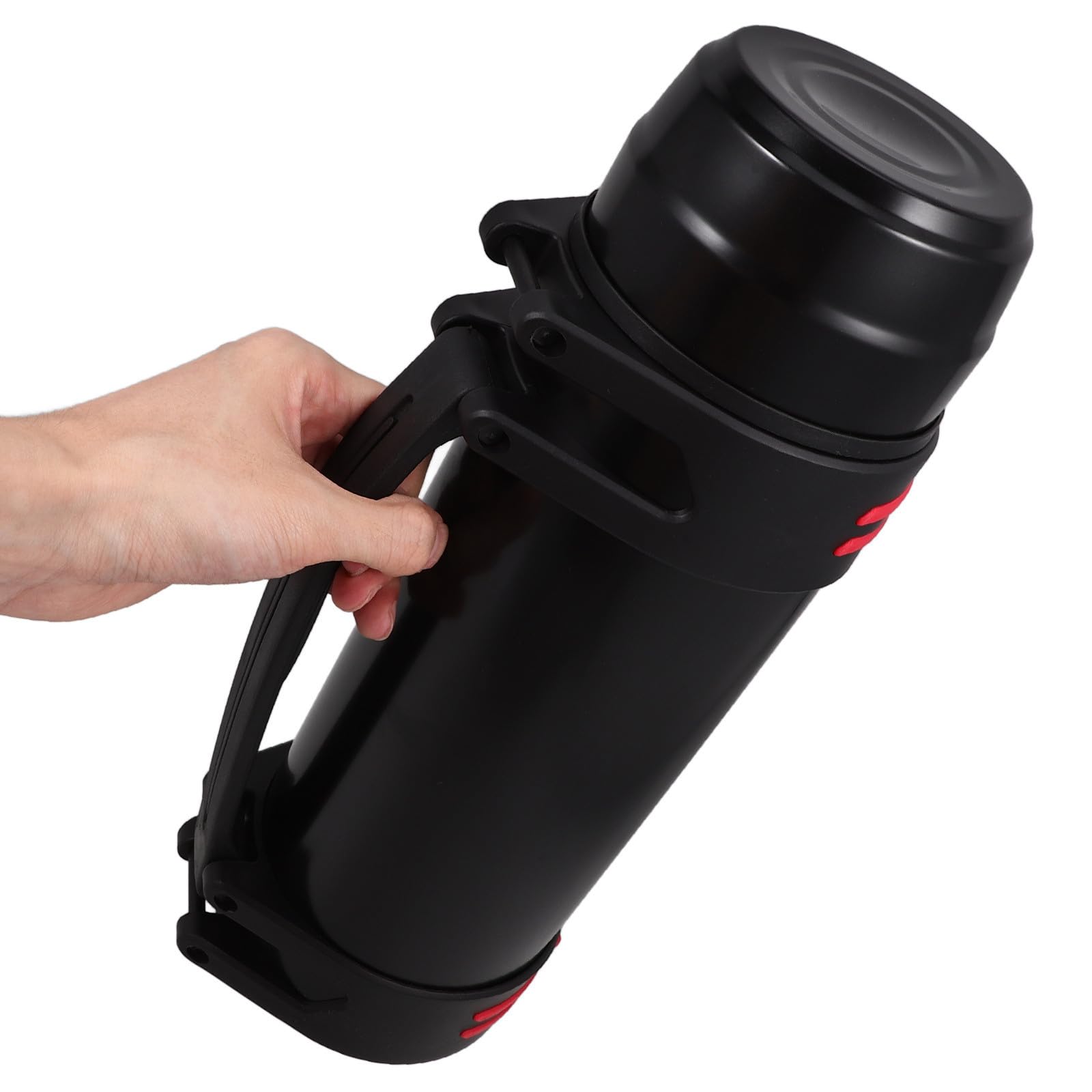 Operitacx Vakuumisolierte Edelstahl Sportflasche 2000ml Doppelwandige Isolierflasche Auslaufsicher mit Griff und Silikonring zum Reisen und Unterwegs im Auto Zufällige Farbe Zufälliger Stil