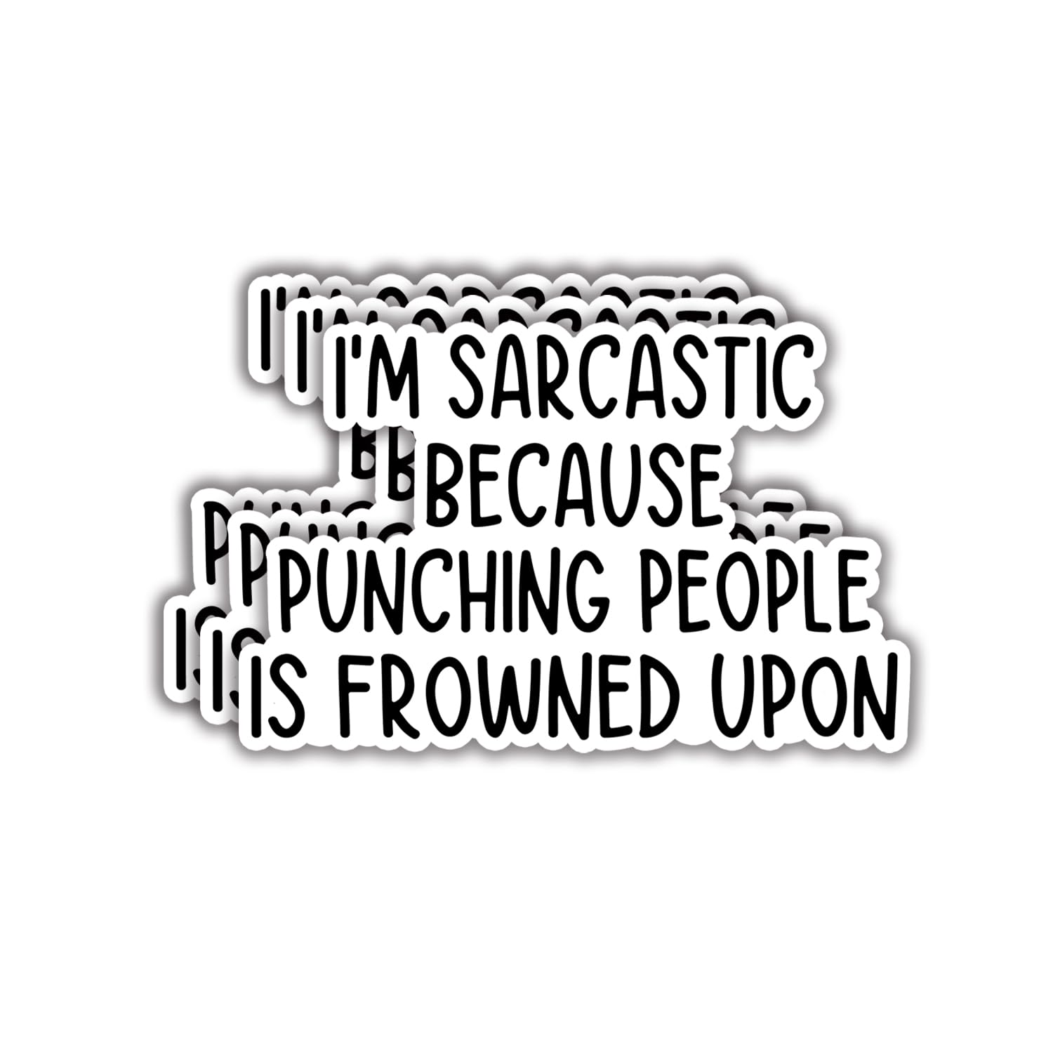 Photo 1 of (3pcs) I'm Sarcastic Because Punching People is Frowned Upon Sticker Funny Sayings Sarcasm Quotes Humorous Vinyl Decal Stickers for Tumbler Laptop Kindle Water Bottles Books Phone - Size 3x2