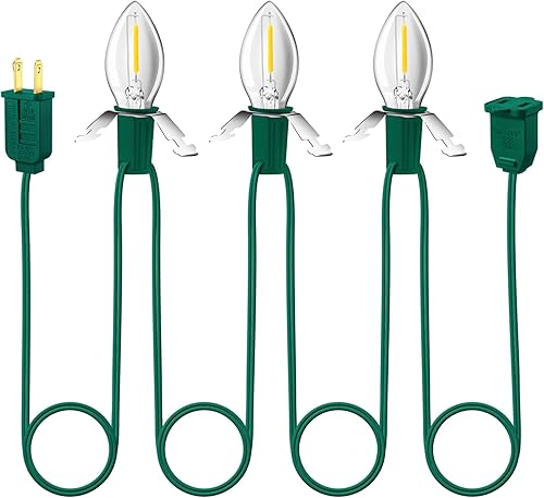 Miniatura 12 de Sistema de iluminación, cable de accesorios verde de 8.2 pies con 4 bombillas LED C7 de repuesto, cable de luces de molde por soplado con enchufe