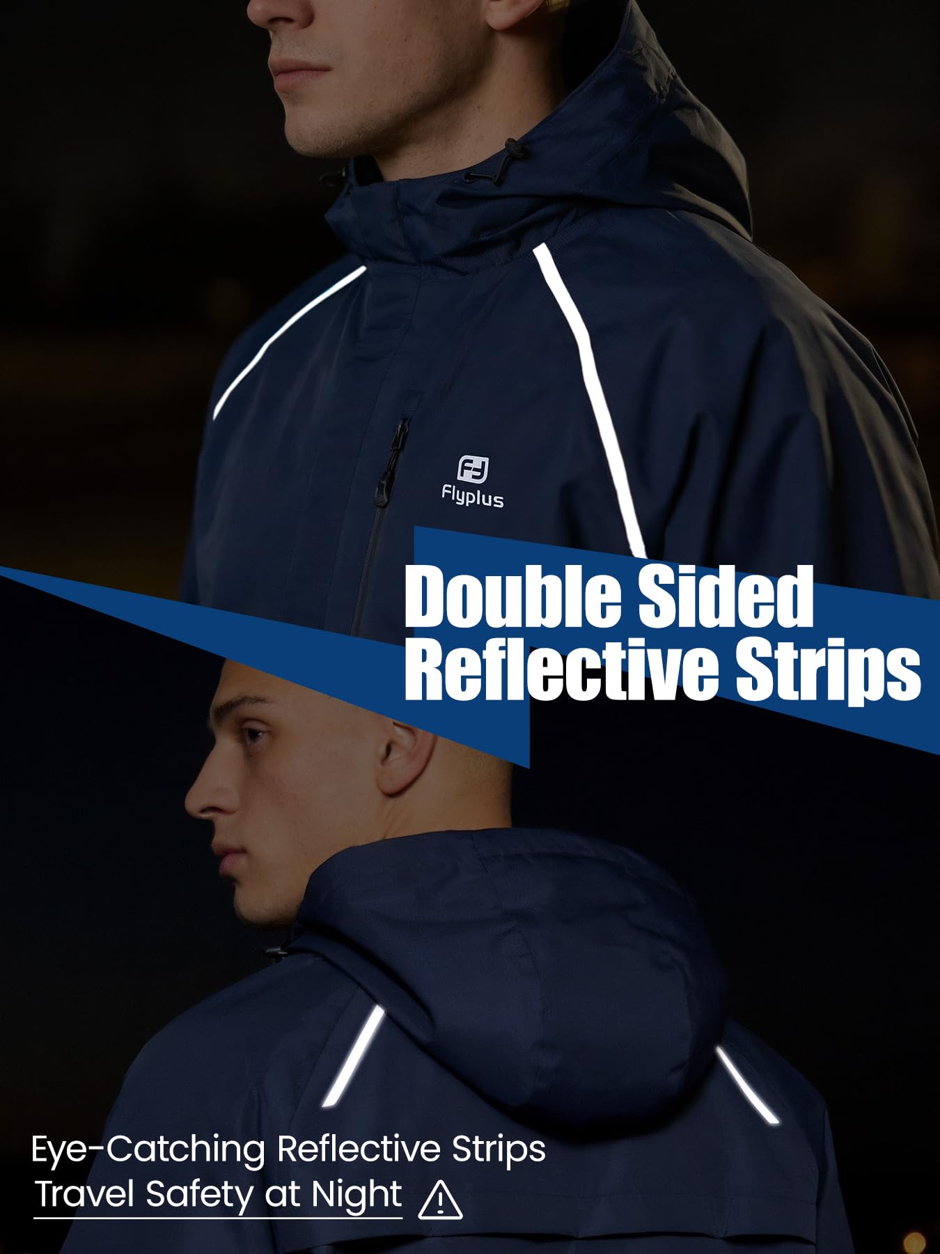 Veste de pluie pour homme, légère, imperméable, pliable, avec capuche, veste réfléchissante pour vélo, coupe-vent, respirante, pour randonnée, course à pied, camping en plein air