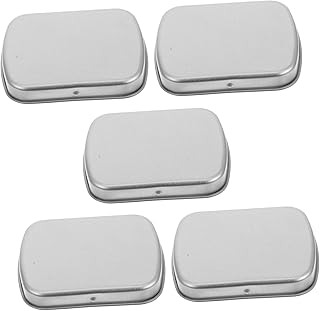 5個ポータブル小型ブリキ箱 蓋付き携帯用ジュエリーボックス 薄型収納缶 密閉保護 ミントキャンディ収納に