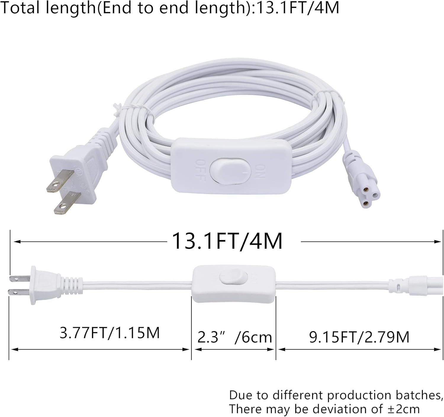 SinLoon UL-LP Certification 18AWG T5 T8 LED Wire Connector Power Cord LED Tube Power Extension Cord with on/Off Swith US Plug for LED T5 T8 Light Tube Integrated Extension Cable (13.1FT SW)