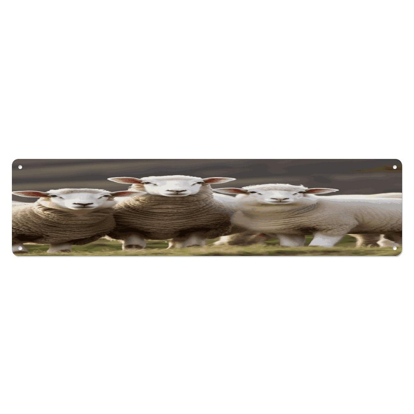 Adfgyerh Style Sheep And Lambs Wall Decor Aluminum Waterproof. Plaque, Practical Gift,Sign 15.7X3.9 Inch Poster,For Home, Office, Business, Garage– Indoor/Outdoor