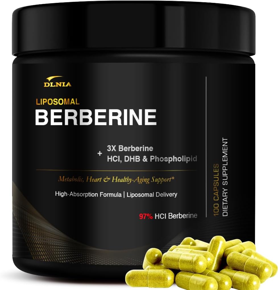 DLNIA Berberine - Dual Action Formula with Phytosome Plus Botanical Extract - Support Heart Health, Immune System, Healthy GI, Cholesterol* - Gluten-Free, Dairy-Free (100 Count (Pack of 1))
