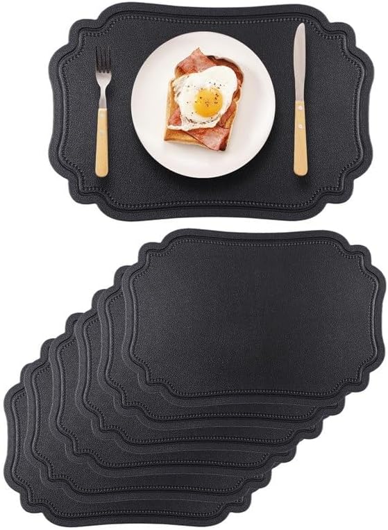 Retro Leather Placemat Embossed Dining Table Waterproof and Oil-Proof Insulation Mat Coaster Solid Color(D)