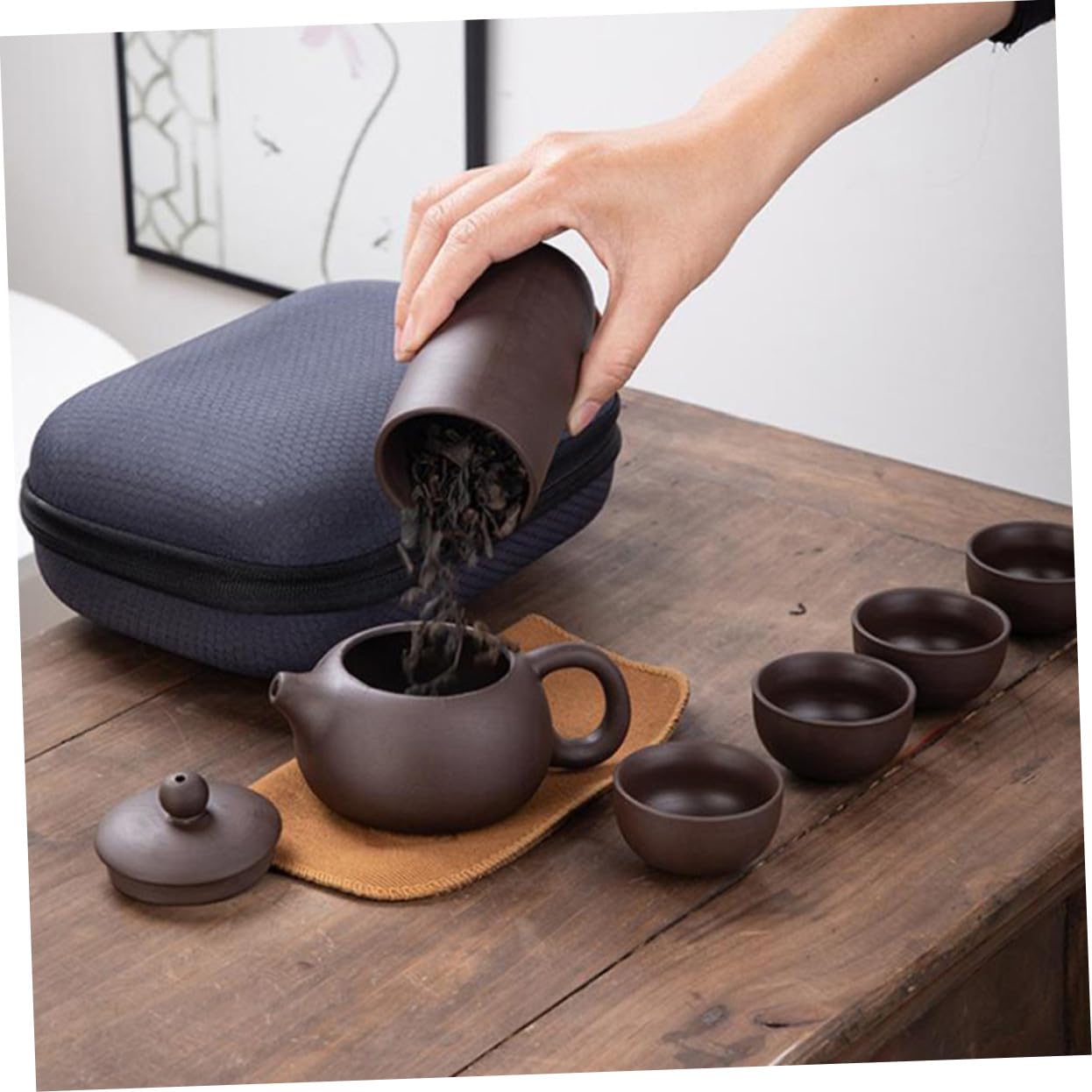 Service à Thé en Argile Violette, Lot de 1 Set de Set, Café, Élégant