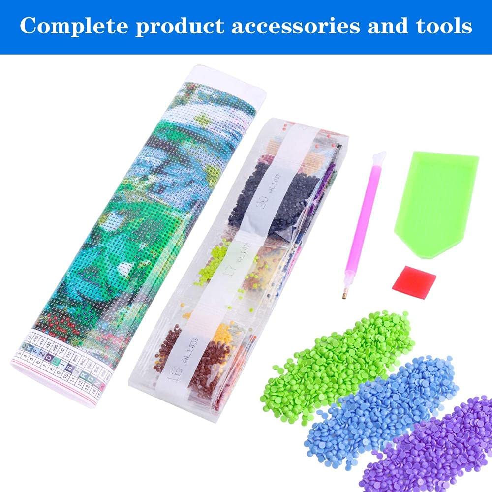 oahc DIY 5D Pittura Diamante Kits Trapano Completo Fiori e Foglie Verdi Adulti Bambini Strass Grande Diamante Painting Ricamo Diamond Art Soggiorno Parete Casa Decor Diamante Quadrato 50x150cm Y11416