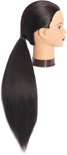 Miniatura 4 de Headfix 66 "-28" cabeza de maniquí de pelo largo sintético cabeza de maniquí para prácticas de cosmetología con abrazadera (6F1919LB0220).