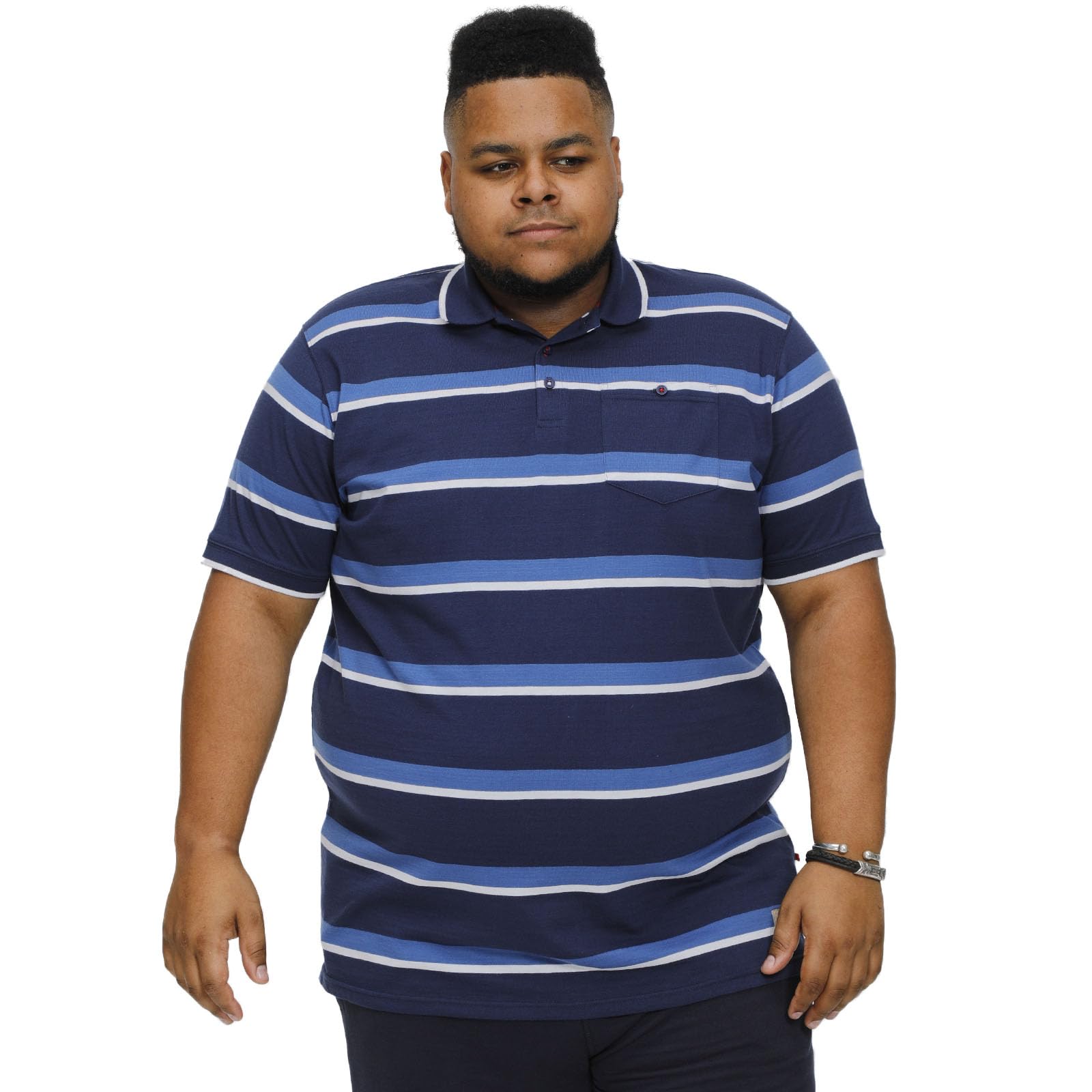 D555 Mens Hobson Big Tall Full Stripe Jersey Polo Shirt - 6XL