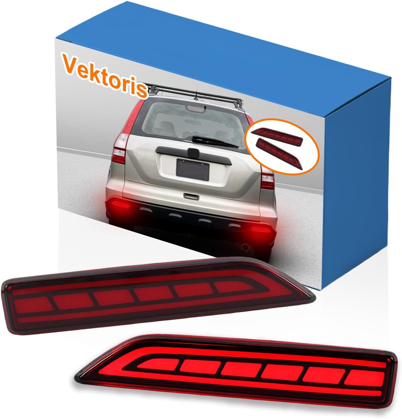 LED Rear Reflector Lights for 2007-2009 Honda CRV CR-V, 2013-2015 Accord Crosstour/Acura RDX, Tail Light w/Brake Lamps, DRL & Turn Signal, Replaces# 33555-SWA-A01 HO2830102 (Red Lens)
