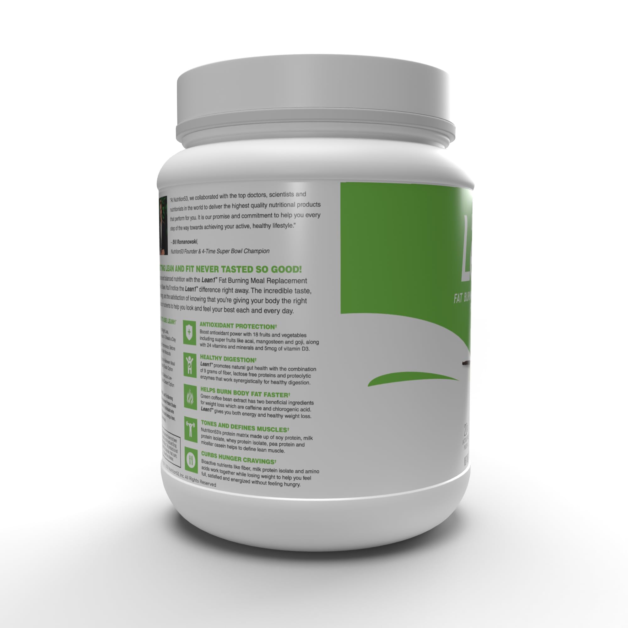 Nutrition 53 Lean 1 Fat Burning Protein Shake, Vanilla Flavor, 15 Serving Tub — Amazon image 6