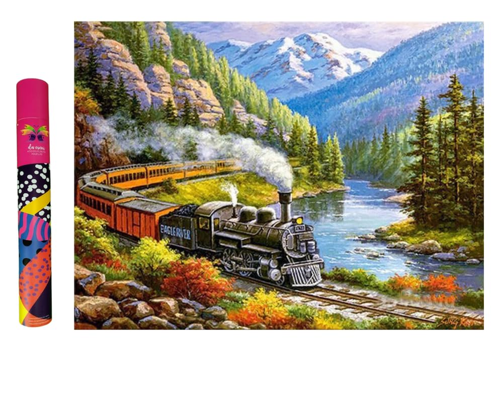 TULIP N TURTLE Train Premier Signature Series Tube Packing 30 Colours 56 * 42 cm DIY Acrylic Painting by Numbers Kit on Canvas