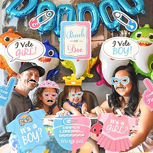AIBAOBAO Baby Shower Decorations Unisex, 30PCS Baby Shower Games Photo Booth Props, ITS A BOY and IT'S A GIRL Confetti Gender Reveal Decoration for Baby Shower Decorations Supplies