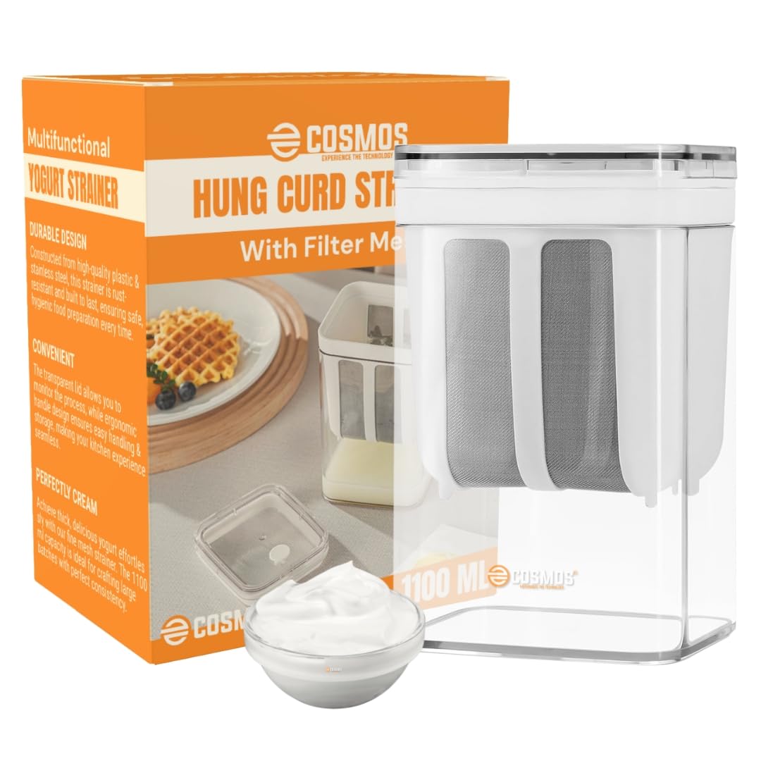 E-COSMOS Multipurpose Greek Yogurt & Curd Maker Hung Curd - 1100ml | Durable, BPA-Free | Easy Homemade Yogurt & Cheese (Yogurt Maker)