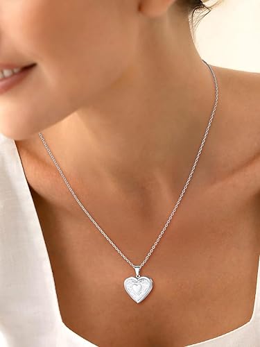 Miniatura 3 de Collar con medallón de corazón para fotos de oro de 18 quilates para mujeres y niñas cadena de 20pulgadas para regalo personalizable