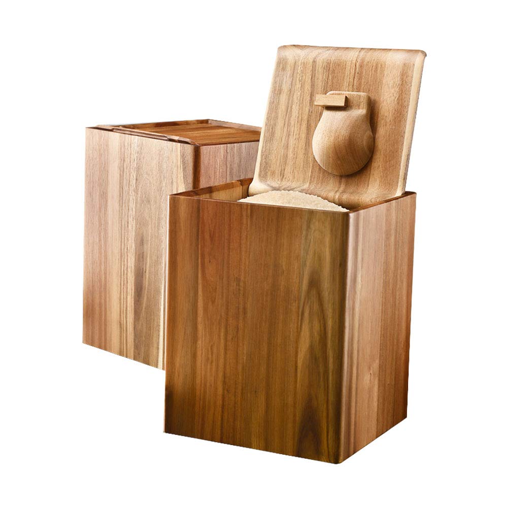 Boîte de riz en bois noble Li-HIM récipient carré de conservation 22 LB