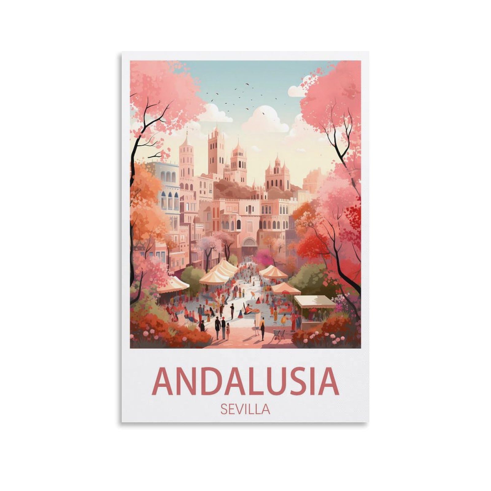 LHJOIUN Sevilla Andalusia Vintage Travel Poster Landscape 08x12inch(20x30cm) Art Canvas Print For Living Room Bedroom Home Decoration Modern Art