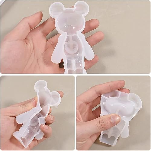 Miniatura 7 de Zayookey 2 moldes de resina de oso 3D para velas de animales de silicona, resina epoxi, molde de fundición para manualidades, colgante, llavero,