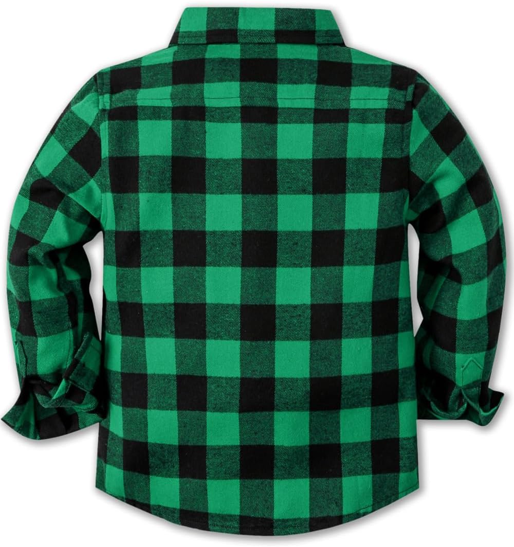 Cromoncent Boys Long Sleeve Flannel Plaid Shirt Button Down Shirts - Image 4