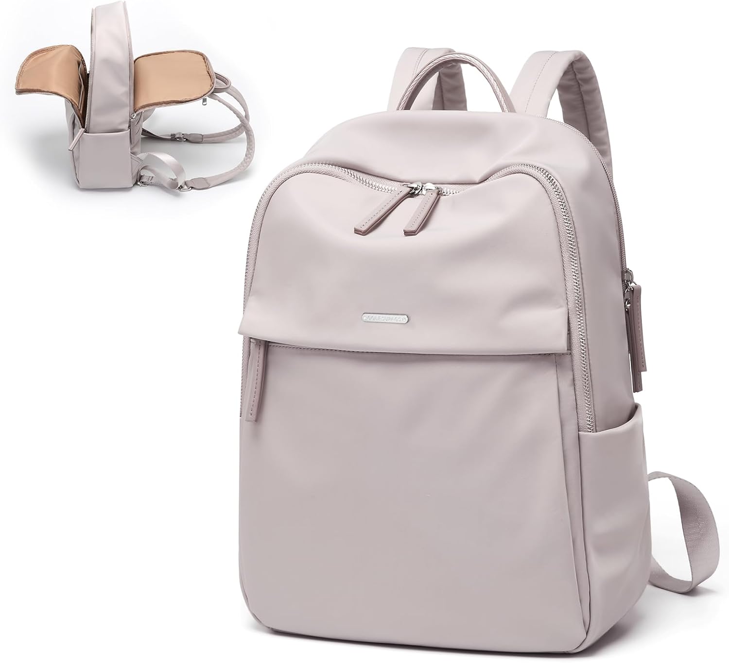 GOLF SUPAGS Womens Laptop Backpack with Separate Laptop Compartment Water Resistant Computer Backpacks Fits 14 Inch Notebook Travel Work College Bags (14-Inch, Pinkish Grey)