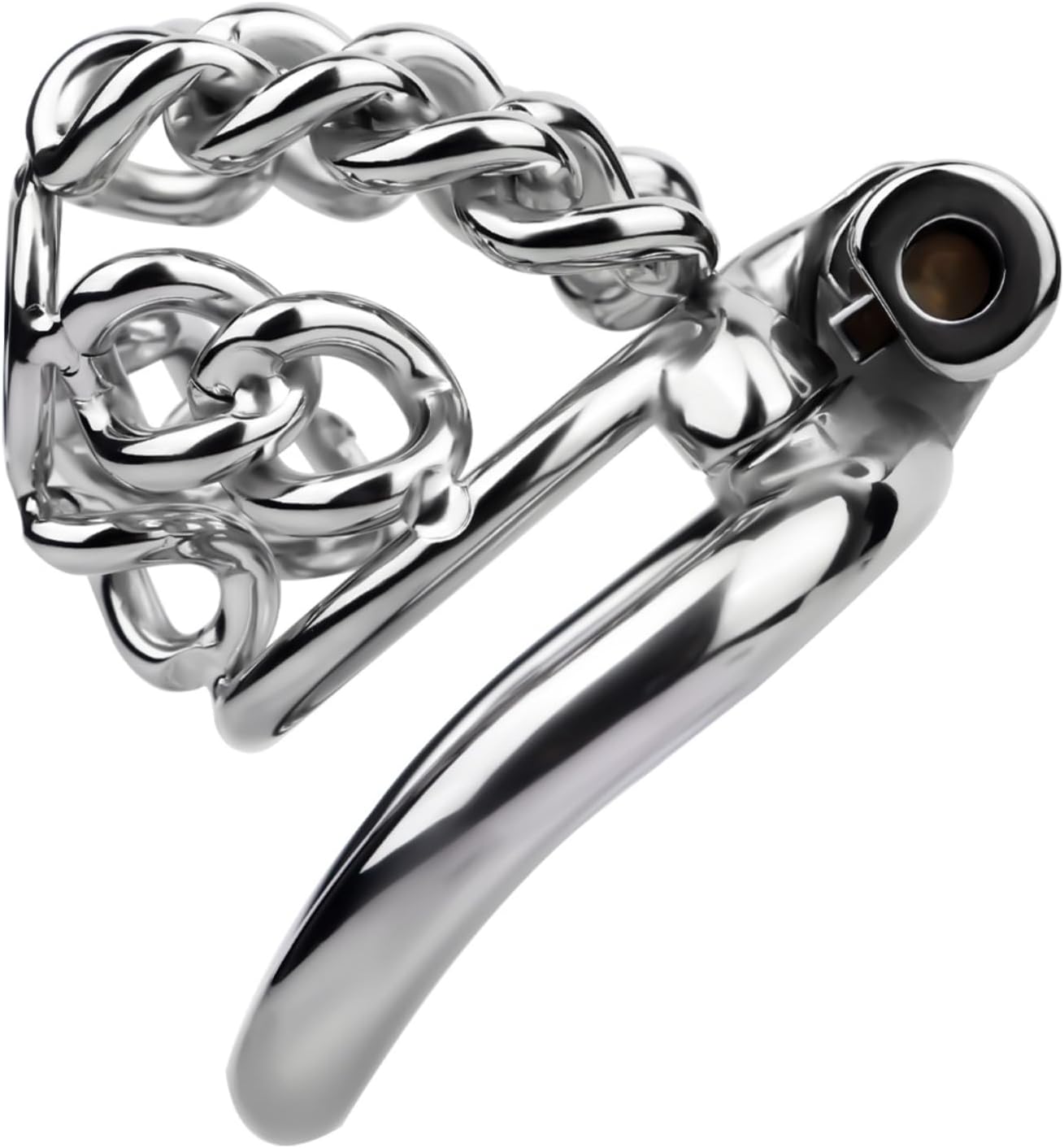 Steel Male Chastity Device Mesh Chain Cock Cage with Invisible Lock and Keys, Metal Small Chastity Cage SM Bondage Penis Lock Cages Adult Men Sex Toy (1.97IN Ring)