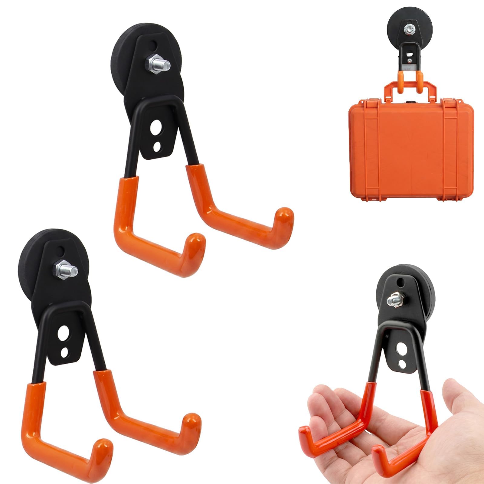 Heavy-Duty Magnetic Double-Claw Hook, 2 Pack Heavy Duty Double Hook with Rubber Coating | Strong Neodymium Magnet, Anti-Slip Rubber Coating Protects Surfaces. Ideal for Tools, Cables in Garage, Van