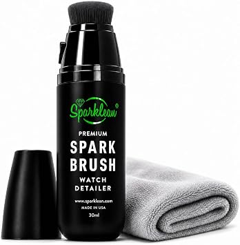 Sparklean SparkBrush Watch Cleaning Brush + Diamond Ring Cleaning Kit Pre-Filled Solution 200+ Cleans Ammonia-Free pH-Balanced Steel Gold Ceramic Titanium Rubber Made in USA Since 2003