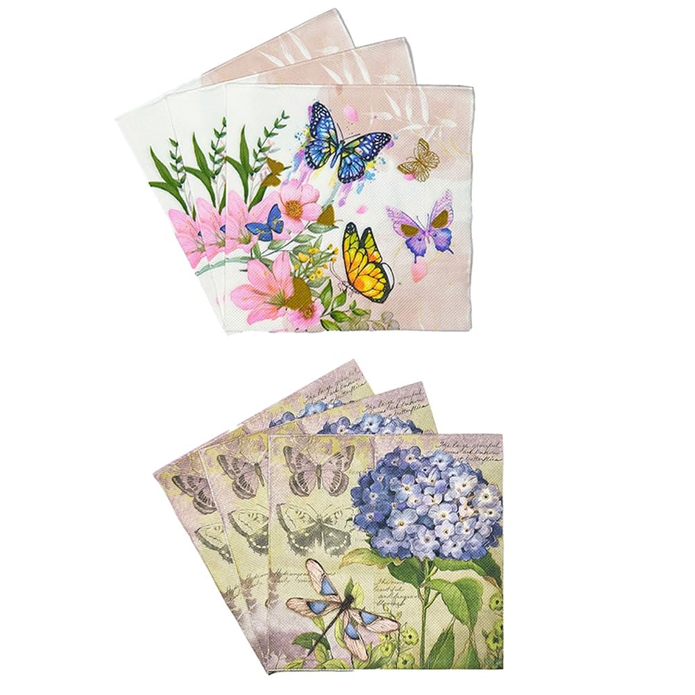 CTRLZS Flower Butterfly Printed Paper Disposable Table Dinner Napkin 20Pcs/Pack 33x33cm Tissues