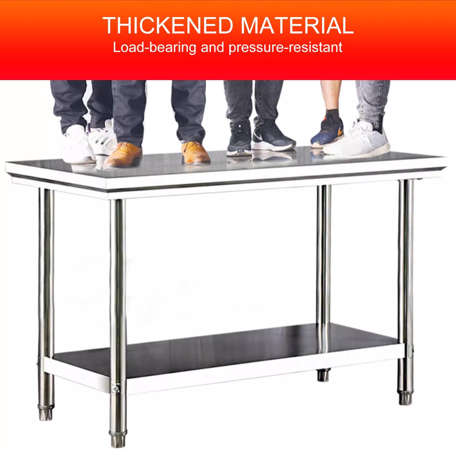 Mesa de trabajo de acero inoxidable resistente para cocina comercial, restaurante, garaje o patio trasero, estación de preparación de alimentos duradera de 31.5 x 19.6 pulgadas, ideal para chefs y