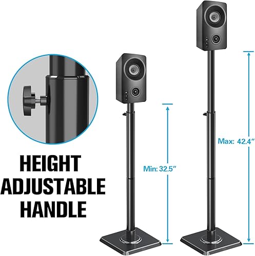 Miniatura 2 de Mounting Dream Soportes para altavoces: soporte de altavoz de altura ajustable para Vizio, Polk, JBL, Sony, pares de soportes para altavoces con