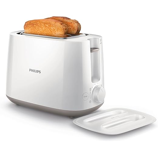 Philips Daily Collection HD2582/00 830-Watt 2-Slice Pop-up Toaster (White)
