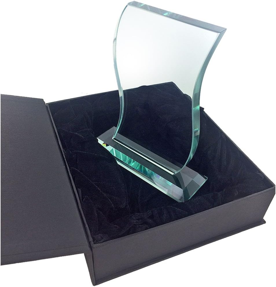 SHOP AWARDS AND GIFTS Customizable 8 Inch Jaded Glass Scroll Shaped Award, Includes Personalization