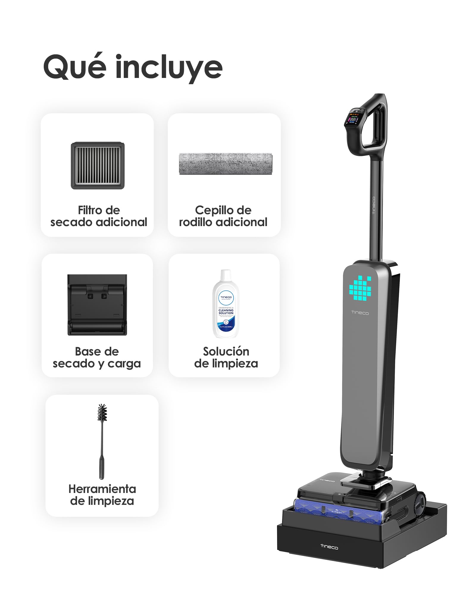 Tineco Floor One S9 Scientist Aspiradora y Fregona, HydroBurst, SmoothDrive | 80min de autonomía, FlashDry 85℃, 180° Lay-Flat, SmoothDrive 360°, Diseño Antienredos, Carga Rápida 2A, Raspador StreakFree