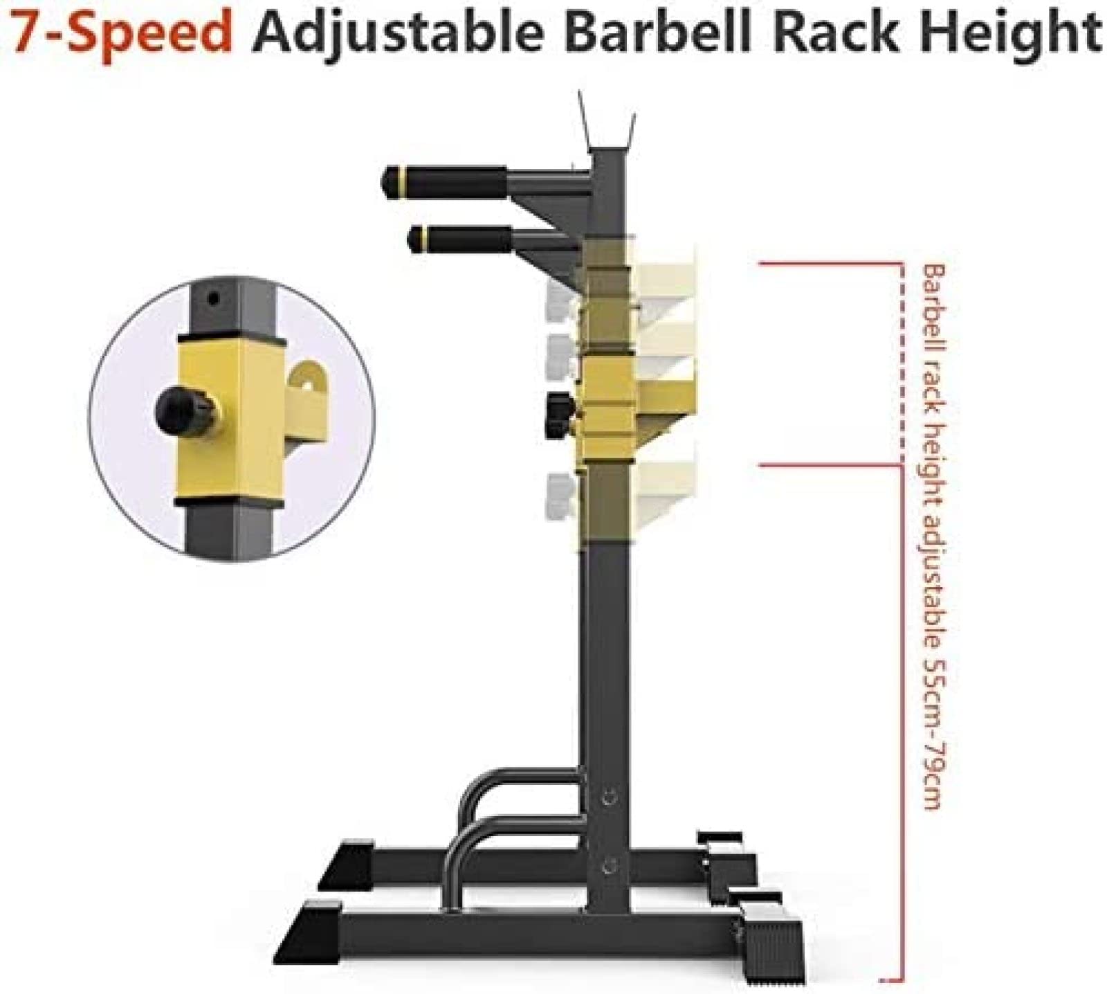 Estante para Sentadillas Estante con Barra Ajustable, Estante con Barra, multifunción, Soporte para Pesas para Press de Banca, Carga máxima de 250 kg, para Estante de Soporte para Entrenamie