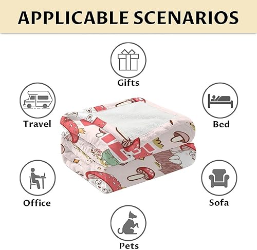 Miniatura 6 de Manta personalizada de hongo, 50 x 60 pulgadas, para adolescentes, mantas suaves y esponjosas para cama, sofá, rosa, bonitas, mullidas, regalo para