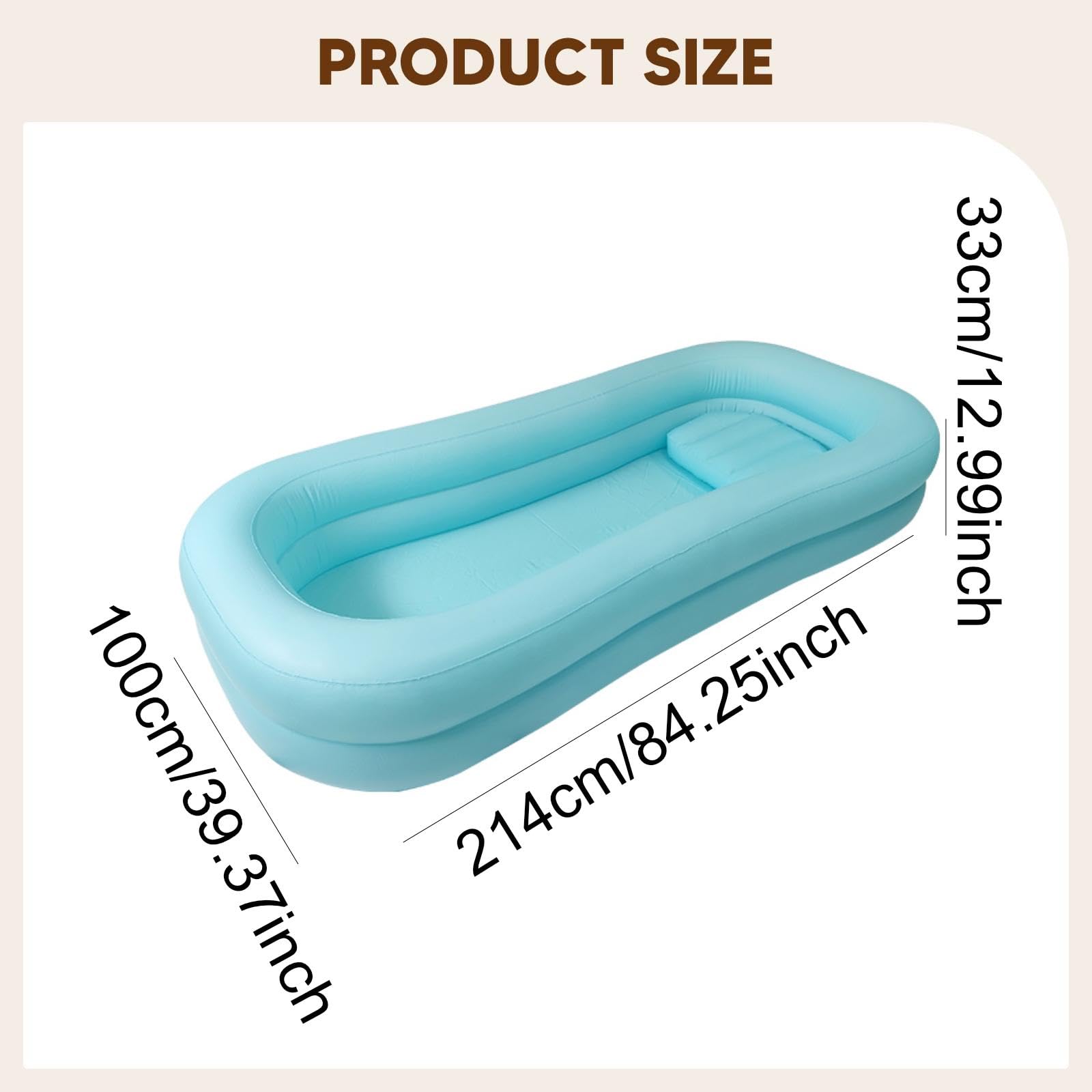 LOVIVER Bañera inflable tipo cama, bañera ducha, cómoda, multiusos, plegable PVC, para el hogar, inflado y desinflado rápido, cabecera, Cielo Azul