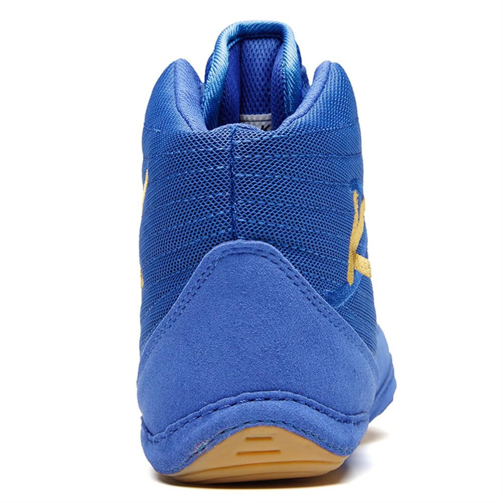 Zapatos De Lucha Unisex para Adultos, De Hombre Y Mujer, De Caña Alta, Ligeros, para Fitness, Boxeo, Kickboxing, Gimnasio Y Deportes,Azul,40 EU