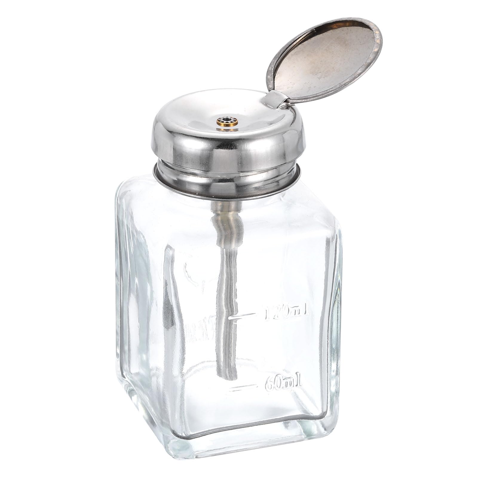 QUARKZMAN Dispenser Alcol Solvente 120ml (4oz) Bottiglia Pompa Liquida a Spinta Conica con Tubo Acciaio Inossidabile e Nucleo Rame per Rimuovi Smalto Acetone