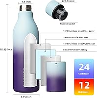 Vista 81 de BJPKPK Botellas de agua aisladas, botella de agua de metal de acero inoxidable de 18 onzas con correa, termo a prueba de fugas sin BPA, tazas