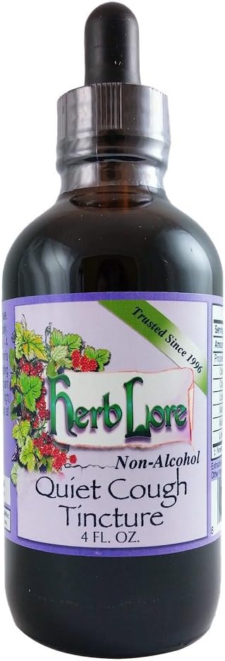 Herb LoreQuiet Cough Tincture - Alcohol Free - Herbal Support for Dry Cough - Kids & Adults - Liquid Mullein, Elecampane & Lobelia Drops