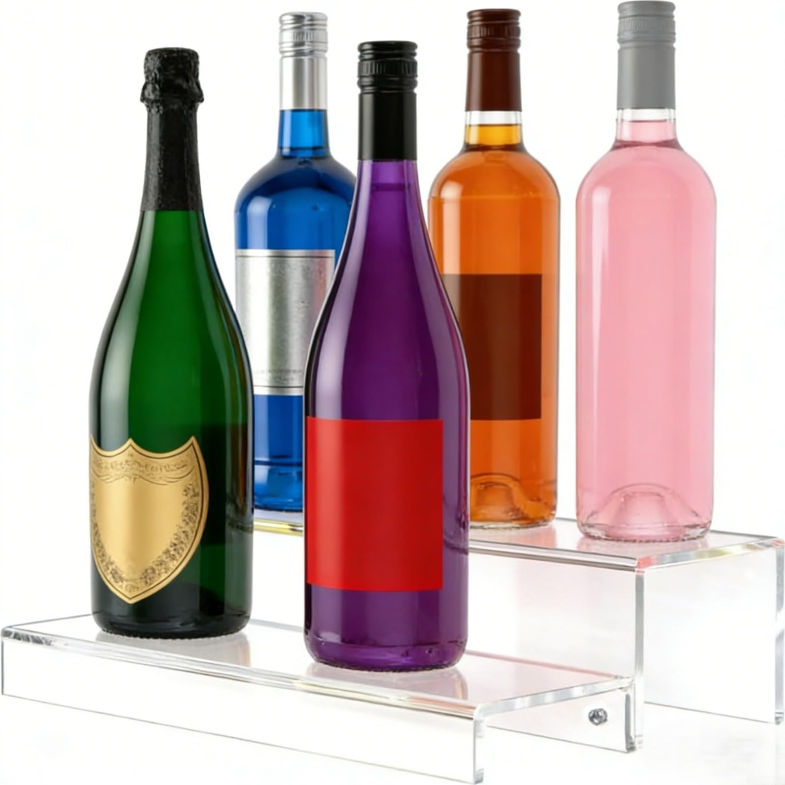 Étagère acrylique 2 niveaux pour bouteilles de liqueur et support mural d'assaisonnement