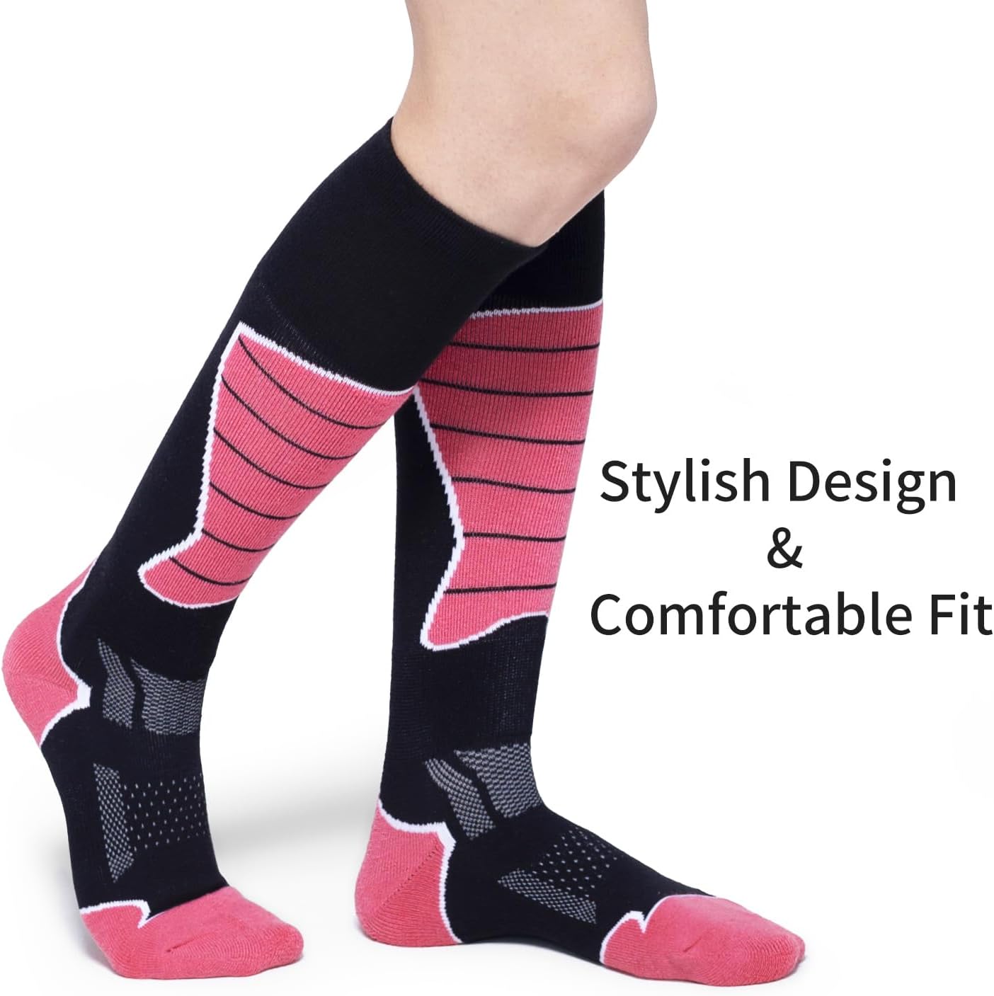 CS CELERSPORT Women's Merino Wool Ski Socks, 2/3 Pack Thermal Warm Winter Thick Knee High Snowboarding Skiing Socks - Image 5